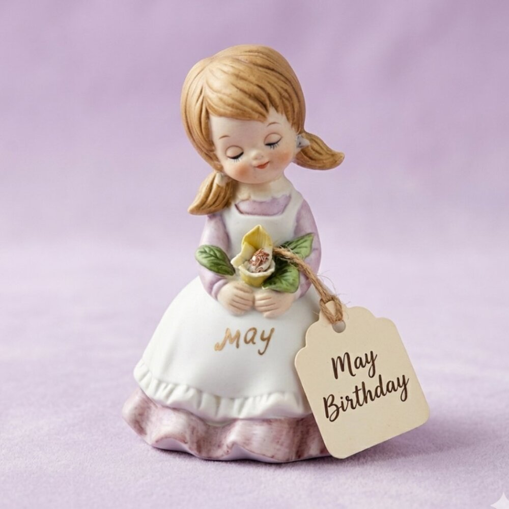 Vintage George Good May Birthday Girl Porcelain Figurine Pink Lily of the Valley